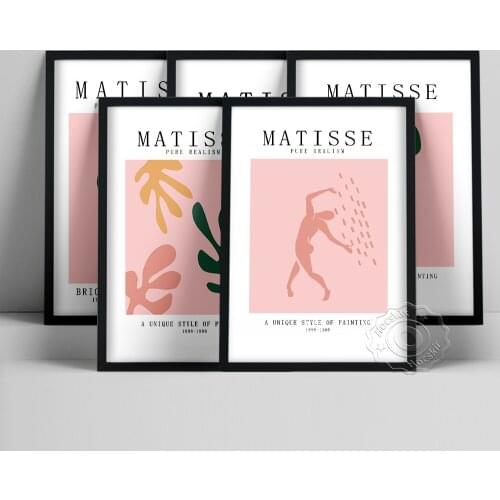 Henri Matisse Print, Matisse Cut Outs Poster, Abstract Pattern Wall Stickers, Minimalist Pink White Wall Art, Bedroom Wall Deocr