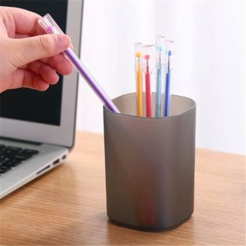 2021 New Multi-function Transparent Pen Holder Scrub Simple Desktop Storage Box Office Stationery Storage Tube Students Supplies