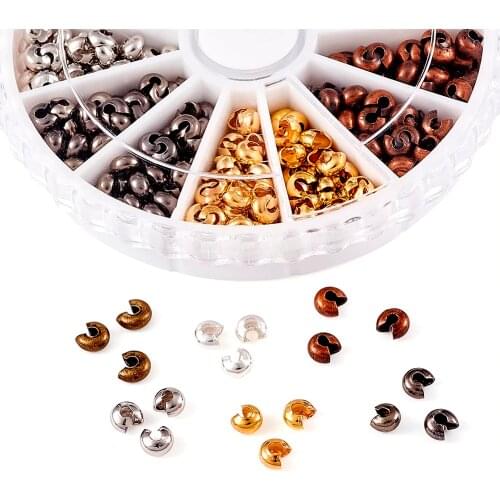 3mm 4mm 5mm 6 Colors Iron Copper Crimp Beads Covers For DIY Jewelry Component Finding Making Necklaces Bracelets Crafts Supplies