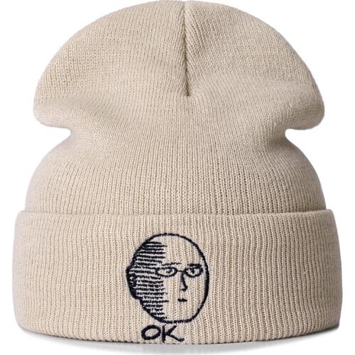 ONE PUNCH-MAN Anime Cotton Casual Beanies for Men Women Knitted Winter Hat Solid Color Hip-hop Skullies Hat Unisex Cap