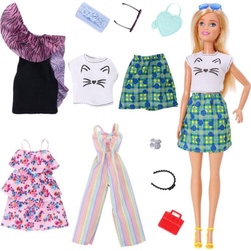 Original Barbie Doll Fashion Clothes Party Gown Necklace Outfits Doll Shoes Set Accessories Girls Birthday Christmas Gifts