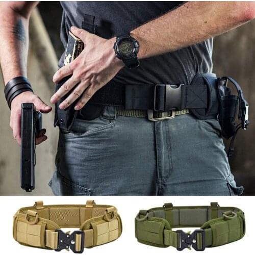 Military Tactical Belt Men Molle Battle Belt Airsoft Army Combat Outdoor CS Hunting Paintball Padded Waist Belt Set Adjustable
