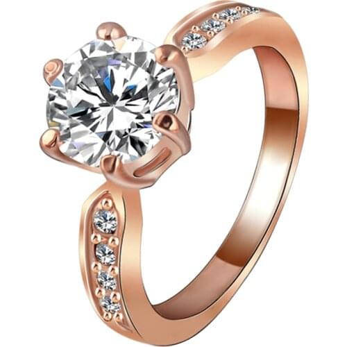 Romantic Womens Crystal Ring Jewelry Rhinestones Ring Flower Shape Wedding Cubic Zircon Engagement Ring Jewelry For Women Girls