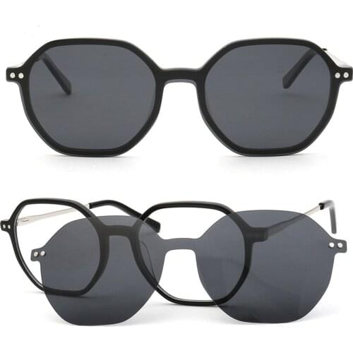 Women Polarized Sunglasses Vintage Square 2 in 1 Magnetic Clip On Sunglasses Men Retro Rx Eyeglass Frames Optical clips Eyewear
