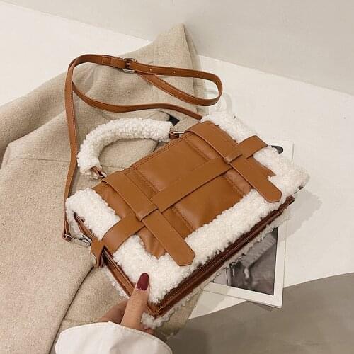 Fashion Plush Tote Womens Handbag Casual Lambswool Pu Leather Shoulder Messenger Bags for Women 2021 Womens Designer Bag Purse