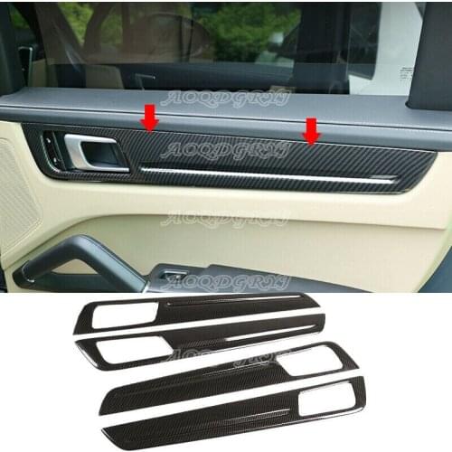 Carbon Fiber Style Car Interior Door Trim Strips Cover For Porsche Cayenne 2018-2021