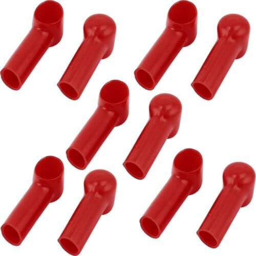 Uxcell 10Pcs PVC Battery Terminal Insulating Protector Covers Red 14mmx10mm