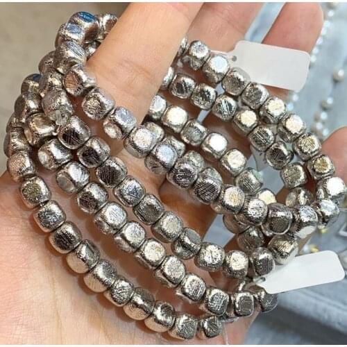Iron meteorite bracelet square 6mm FPPJ wholesale beads nature gemstone energy