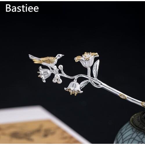 Bastiee Birds 925 Sterling Silver Hair Stick Luxury Wedding Jewelry Hairpins Women Accessories