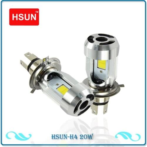 HUSN 1pcs H4 LED Motorcycle Headlight Blub DC12V~80V 20W 800LM moto light COB Scooter Accessoire Motorbike head lamp NAO DC12-24