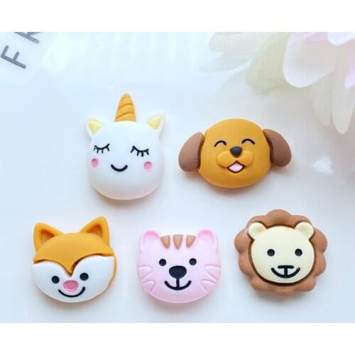 10Pcs New Resin Mini Cute Cartoon Animals Flat Back Cabochon Scrapbook Kawaii DIY Embellishments Accessories Q24