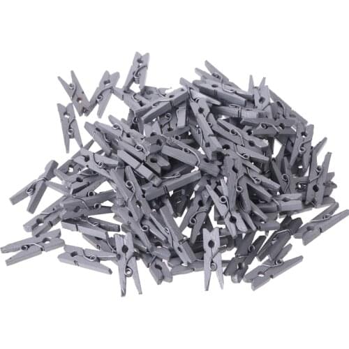 100Pcs Small Size 25mm Mini Natural Wooden Clips for Photo Paper Pegs Clothespin C5AE