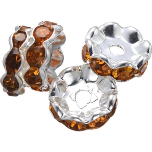 12MM Gold Silver Color Champagne Gold Rhinestone Rondelles Crystal Beads Loose Spacer Beads for DIY Jewelry Making 50PCS