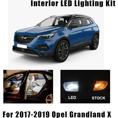 13pcs White Canbus Error Free LED Car Interior Lights Kit For Vauxhall Opel Grandland X A18 2017 2018 2019 Map Dome Trunk Lamp