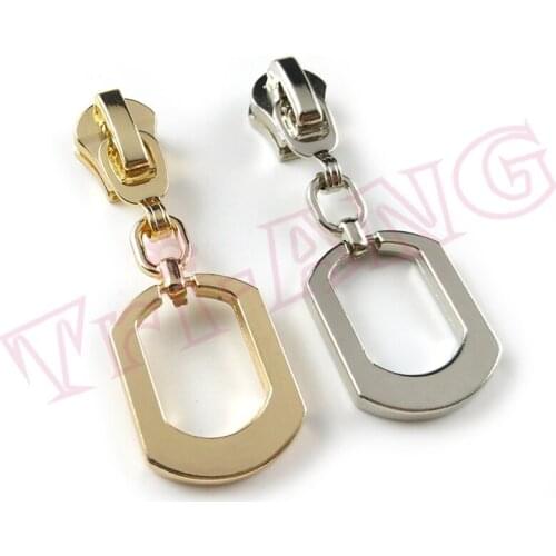 20pcs/lot, Silver Gold Plating 5# Zinc Alloy Zipper Sliders for Metal Nylon Resin Zippers