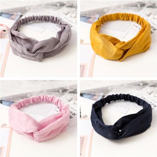 2020 Fashion Women Girls Suede Hair Bands Solid Color Headbands Vintage Cross Turban Bandanas HairBands Hair Accessories
