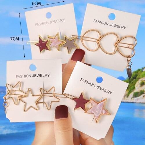 2020 Vintage Women Heart Star Geometric Hairpins Sweet Headband Hair Clips Barrettes Female Hair Accessories hair pins