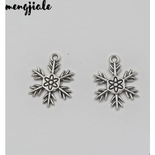 25pcs antique silver tone charms Snowflake Charms for Jewelry Making Accessories 24*18mm