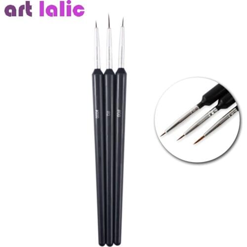 Hot New Fashion 3PCS/1Set Nail Art Tool Thin Nail Brush Black Color Flat Painting Drawing Nail Art Pen Brushes