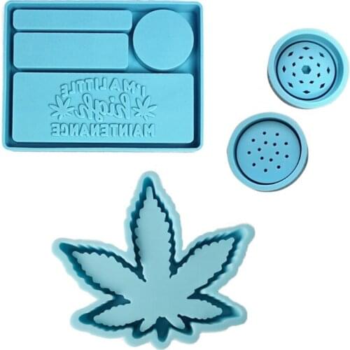 3Pcs Silicone Resin Mold Maple Leaf Ashtray Mold and Spice Grinder Resin Mold Leaves Storage Box Resin Casting Molds Kit