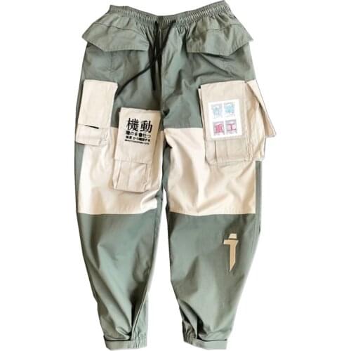Techwear Ribbons Patchwork Pockets Cargo Long Pants Men Harajuku Hip Hop Sweatpant Male Joggers Track Streetwear Casual Trousers