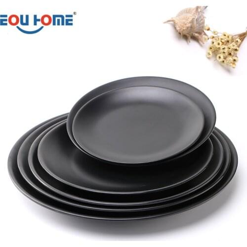 Japanese-style household black melamine tableware hotel restaurant disc dish dish bone dish rice bowl buffet dish commercial