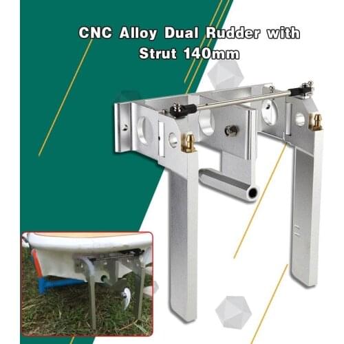 CNC Alloy Dual Rudder with Strut 140mm For 1/4' 6.35mm Shaft RC Boat Gas O Boat