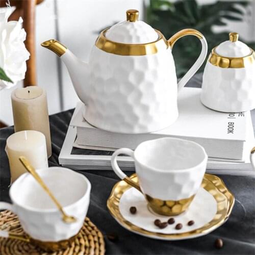 European Ceramic Simple Afternoon Tea Cup With Saucer Tea Set Household High End Coffee Pot Sugar Bowl Milk Jug Office Teapot