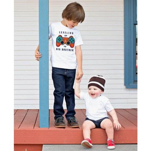 Big Brother O-Neck Short Shirt Leveling Up To Big Bro Toddler and Youth Crewneck Tee Boys Anouncement Fashion Tops Tee Shirts