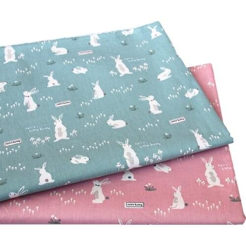 Printed Cotton Fabric For DIY Patchwork Quilting Sewing Home Textile Cloth Tissu Tilda Fabrics Cartoon Rabbit Fabric Half Meter