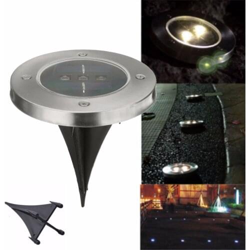 Jiguoor 5pcs Solar Powered 3 LED Solar Light Outdoor LED Garden Light Lawn Path Yard Fence Stainless Steel Buried Inground Lamp