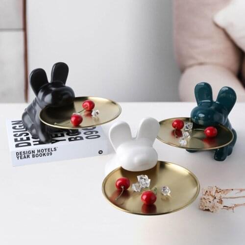 Ceramics Dog Key Jewelry Storage Statue Ornaments Fashion Sculpture Living Room Desktop Decor Home Decoration Accessories Modern
