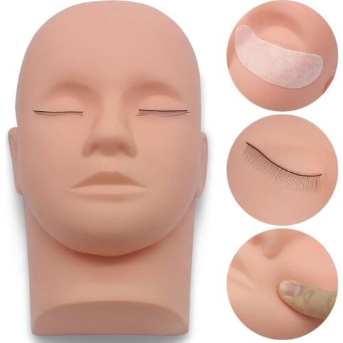 Kimcci 1pc Eyelashes Extension Training Mannequin Head Makeup Practice Model Fake Mannequin Head Model Massage Lashes Grafted
