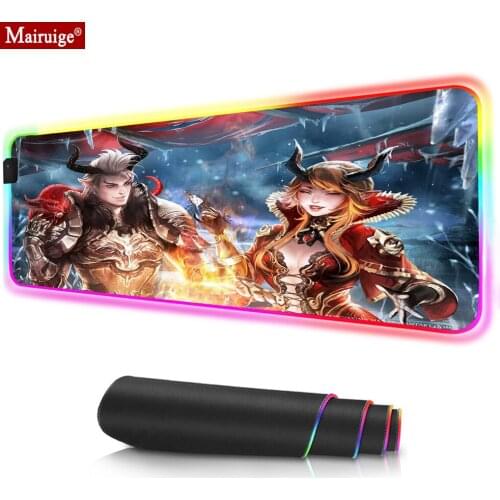 Anime Panda Girl Led Mousepad RGB Geme Mouse Pad Xxl Gaming Desk Mats PC Computer Persona for Laptop Table Pads 900x400cm