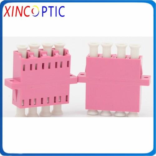 LCUPC MM OM4 Pink Color Quad Fiber Optic Adapter,LC/UPC Multi Mode Quad Fiber Optic Adaptor Coupler Connector