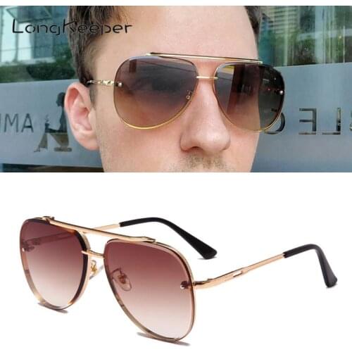 LongKeeper New Classic Metal Pilot Sunglasses Men Women Fashion Gradient Lens Sun Glasses Male Outdoor Driving Oculos De Sol