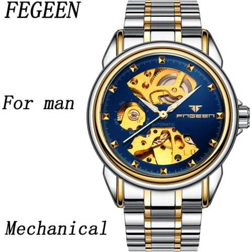 FEGEEN Mechanical Watch Fashion Couple Female Mechanical Watch Student Ladies Waterproof Automatic Hollow Full Mechanical Watch