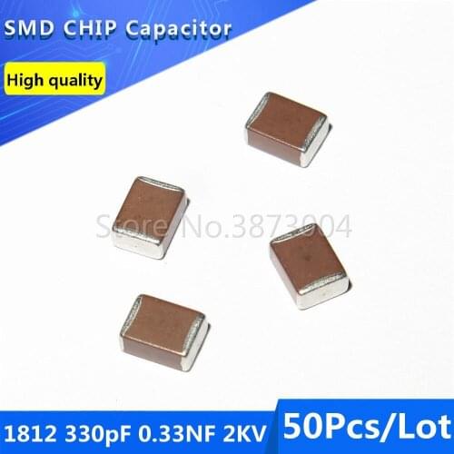50pcs 1812 330pF 0.33NF 1000V 1KV 10% Thick Film Chip Multilayer Ceramic Capacitor