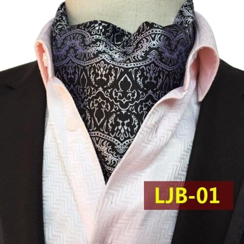 Fashion Design Men Tie Luxury Classic Paisley Ascot Unique British Style Jacquard Woven Ascots for Adult