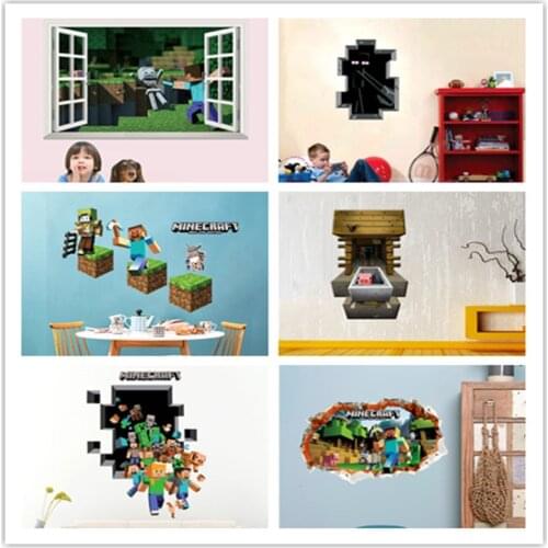 Cartoon Steve Game 3D Wall Stickers Mosaic game posters decoracion hogar moderno wall stickers for kids rooms