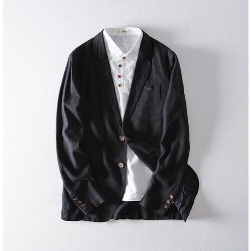 Men Spring Autumn Cotton Linen Blazers Solid Slim Fit Thin Blazers For Men Single Breasted Suit Male Casual Suit Jackets FS-177