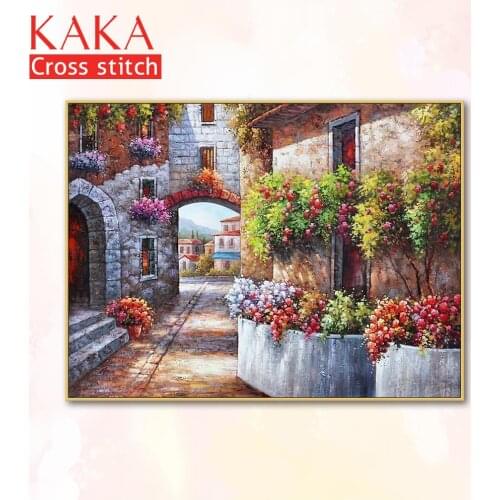 Cross stitch kits,Embroidery needlework sets with printed pattern,11CT-canvas for Home Decor Painting,Landscape Full NCKS089