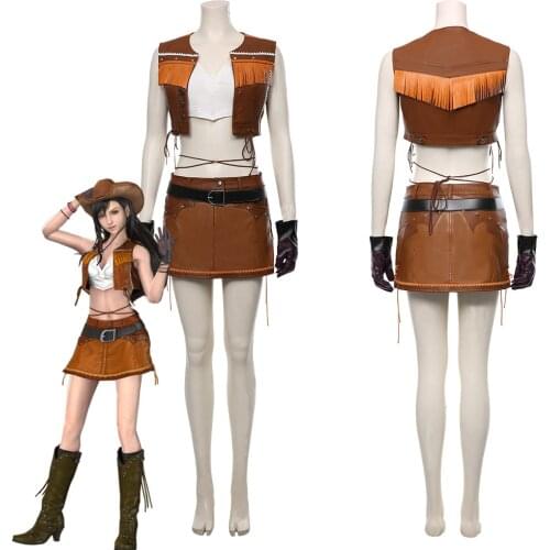 New Final Cosplay Fantasy VII Remake Tifa Lockhart Cosplay Costume The Cowboy Suit Halloween Carnival Costumes For Women Girls