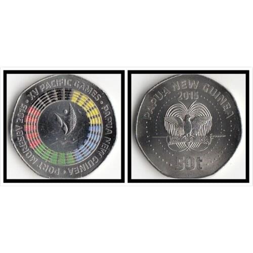 Papua New Guinea 50 Toea Memorial Colored Coins Coins Oceania New Original Coin Collectible Edition Real Rare Unc Commemorative