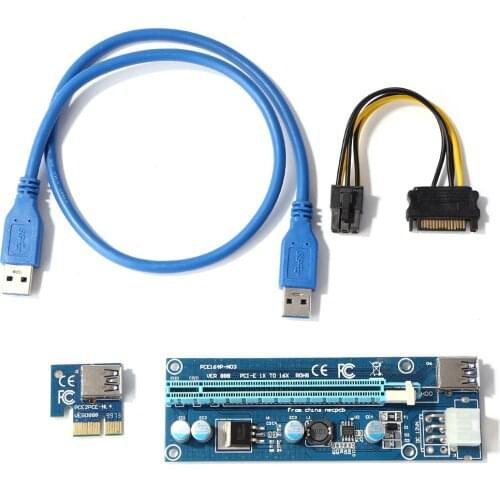 PCIe Riser For Bitcoin Litecoin ETH Coin Mining GPU Riser PCI Express 1X To 16X Adapter Card 6 Pin PCI-e Power