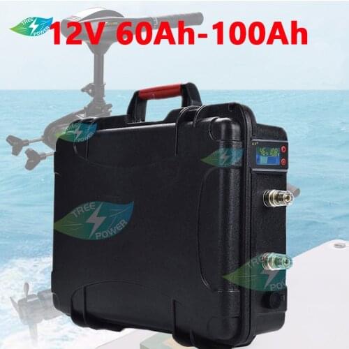 TP waterproof rechargeable 12V 60Ah 80Ah 100Ah Lithium ion battery for trolling motor boat propeller+10A Charger