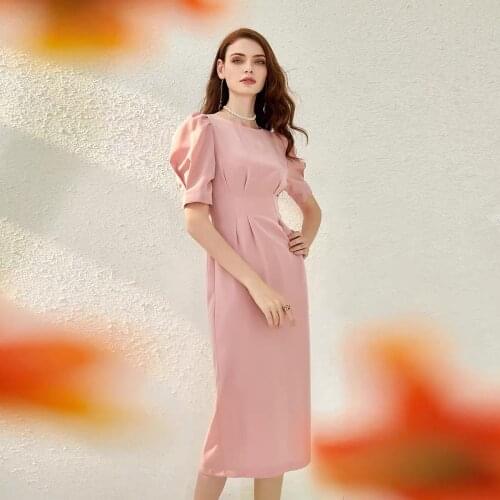 Dusty Rose Mother of the Bride Dresses Ankle-Length New Style Chiffon Puff Sleeve Slim Formal Party Wedding Guests Gowns Elegant