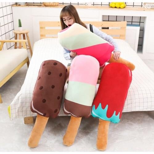 85cm 45cm Stuffed Chocolate Ice Cream Bed Pillow Big Strawberry Ice Cream Snack Bed Cushion Sofa Girl Room Decor Birthday Gift