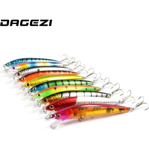 DAGEZI 10 pcs/lot Minnow Fishing Lure Hard Bait Tight Wobble Slow Floating 8g/9.5cm Crankbait fishing tackle