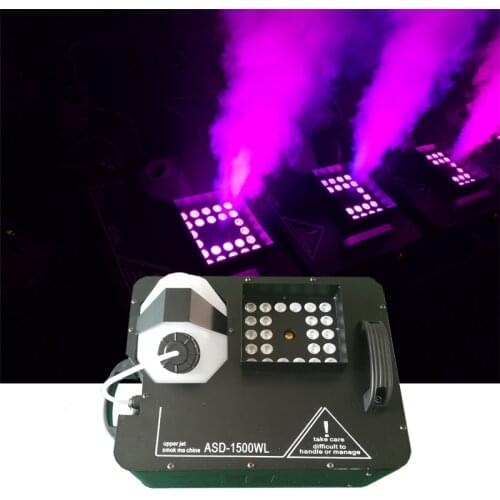 Remote Control 1500W 24X9W RGB 3in1 LED Smoke Machine DMX512 DJ Stage Fogger Equipment Full Color with Spray Up Fog Effects